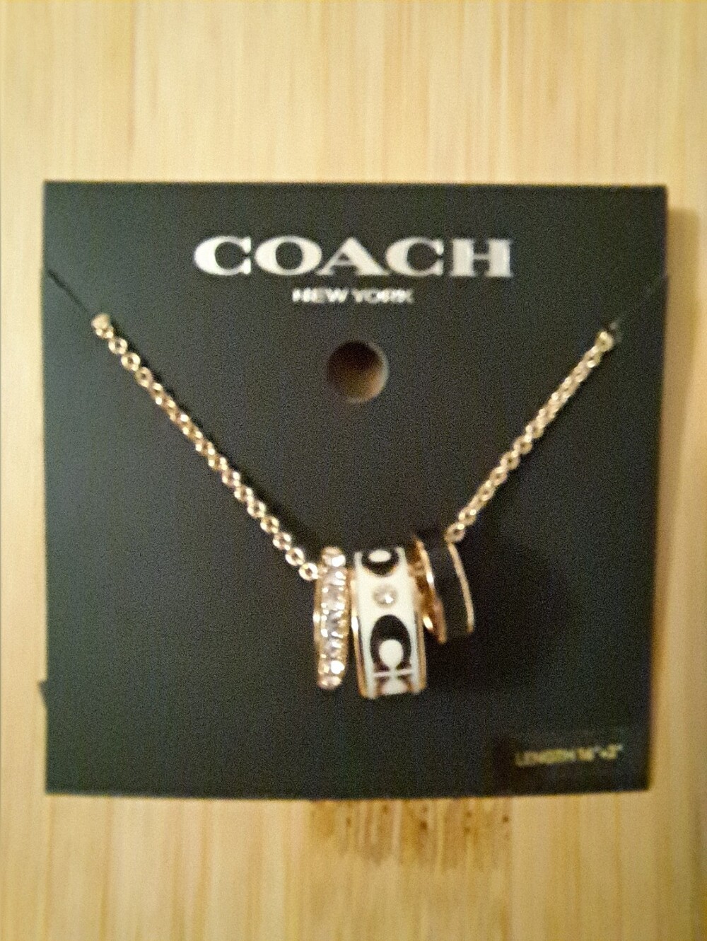 COACH Signature C Triple Rondelle Necklace In Chalk/Gold, Adjustable 16"-18" NEW